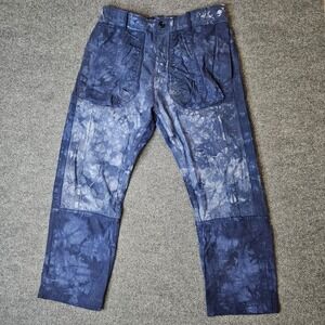 Wasted Collective Mens Tie Dye Canvas Pants Size Large Blue Gorpcore Utility